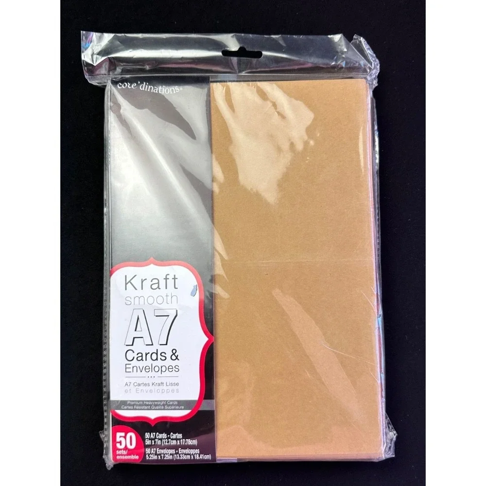 50 Pack Kraft Blank Cards & Envelopes 5X7 Heavyweight Smooth Folded Cardstock A7